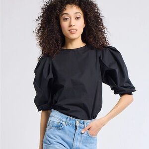 Elegant Black Puff Sleeve Top